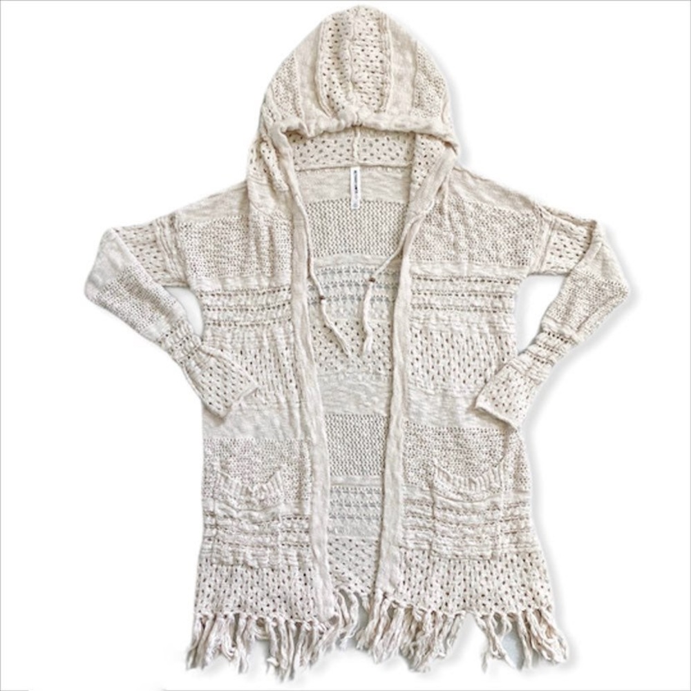 Bethany Mota cream knit hood cardigan/Aéropostale